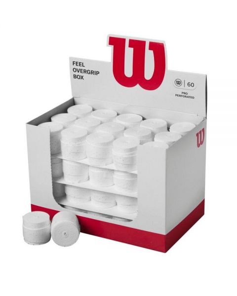 CAJA DE 60 OVERGRIPS WILSON PRO PERFORADOS BLANCOS